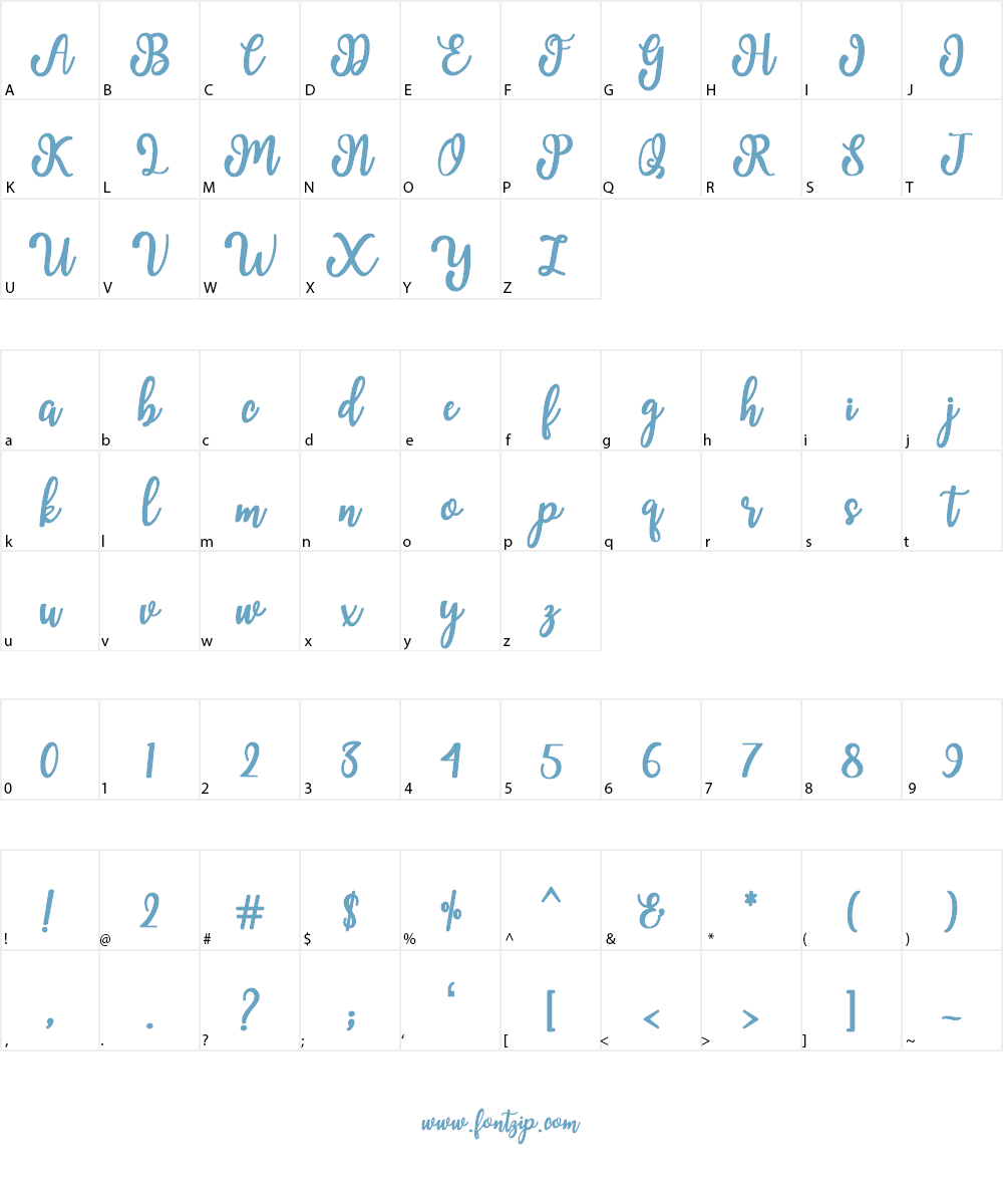Manda Script Font Character